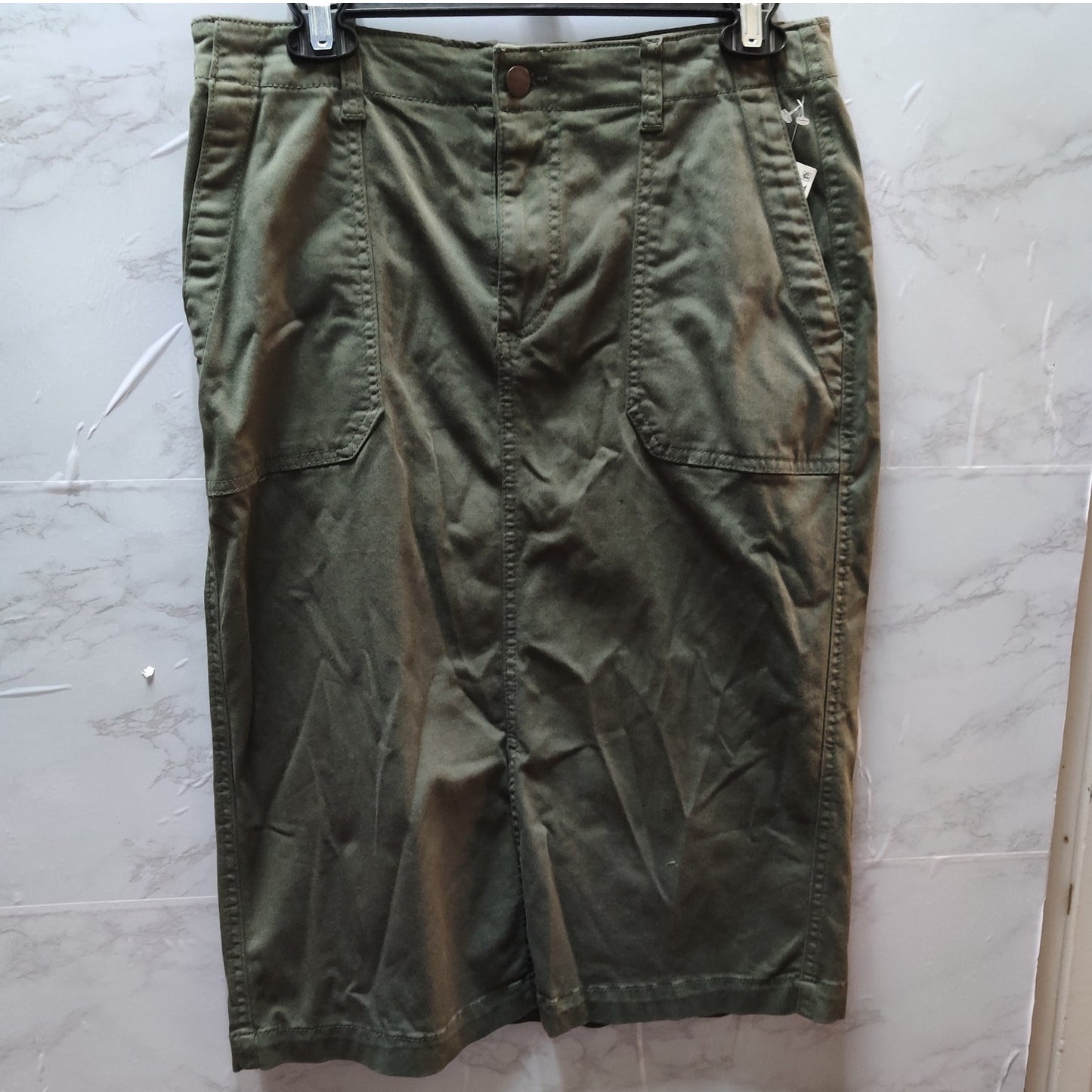 Caslon Olive Green Cargo Pencil Skirt Utility Style Knee Length Cotton Blend
