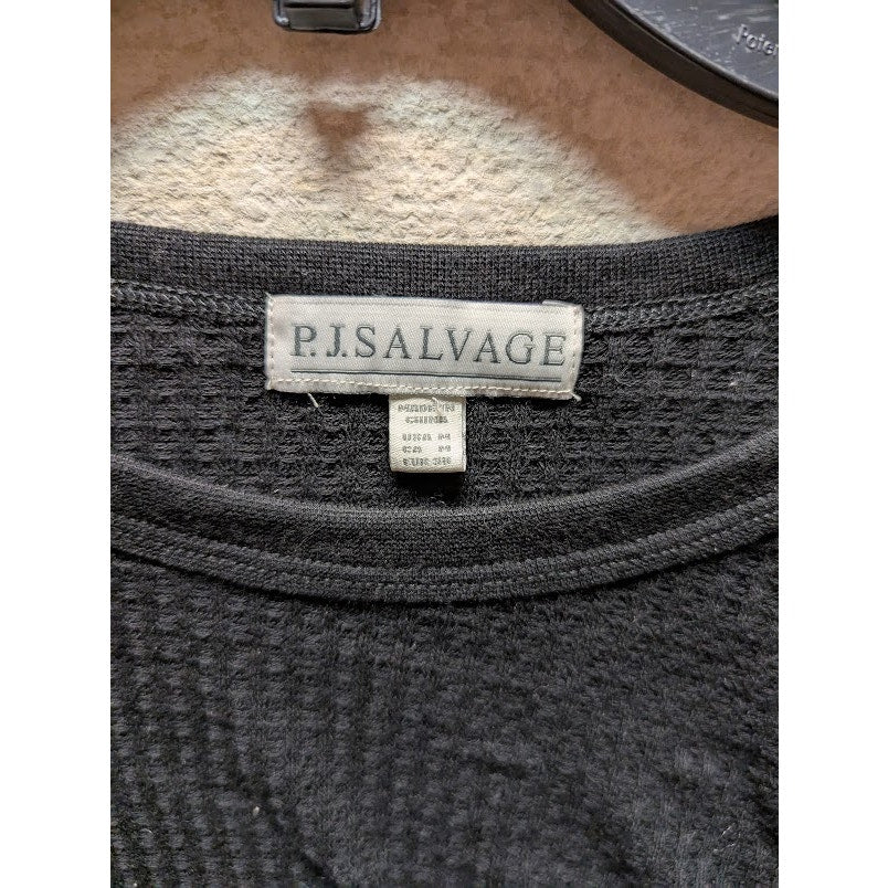 PJ Salvage Black thermal waffle knit Tshirt Womens Size medium layering