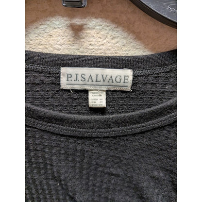 PJ Salvage Black thermal waffle knit Tshirt Womens Size medium layering