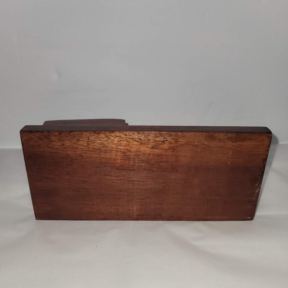 Vintage Handmade MCM teak Wood Desk Organizer Pen business card Pin Holder