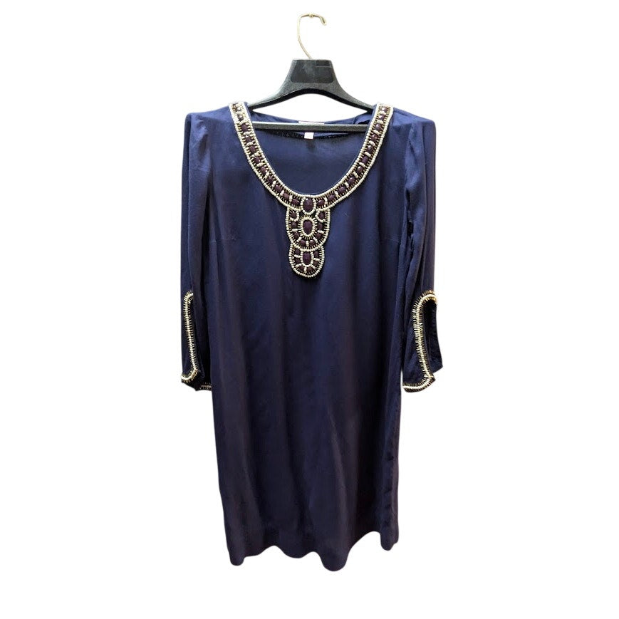 Lilly Pulitzer Navy Blue Jeweled Embellished Tunic Blouse Shirt Small flawed