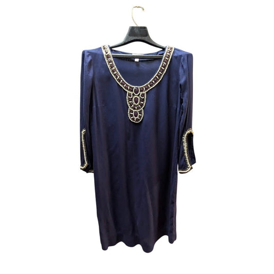 Lilly Pulitzer Navy Blue Jeweled Embellished Tunic Blouse Shirt Small flawed