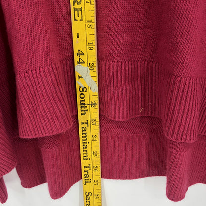 Chelsea28 Long Sleeve Pullover Knitted Sweater Crew Neck Split Hem Red small
