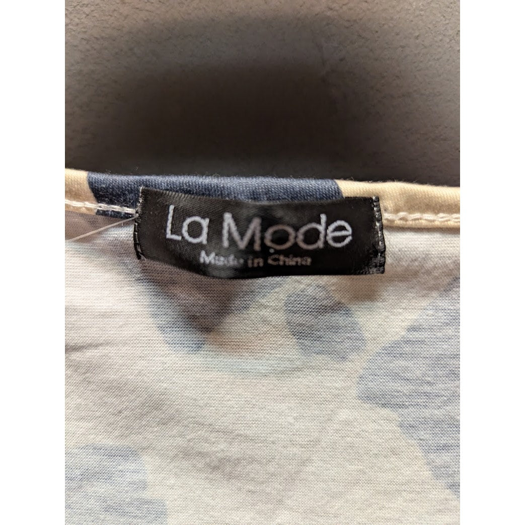 La Mode Women's Beige Abstract Print Long Sleeve Top Animal Print Size Large