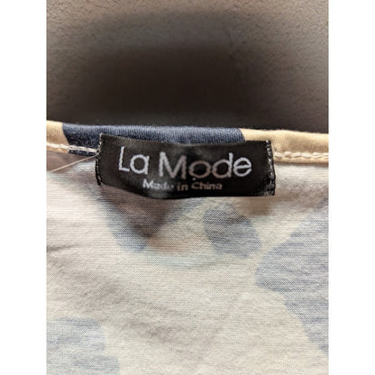 La Mode Women's Beige Abstract Print Long Sleeve Top Animal Print Size Large