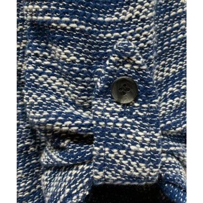 NWT Bagatelle Draped Front Woven Knit Roll Tab Cardigan Sz Small in Blue Tweed