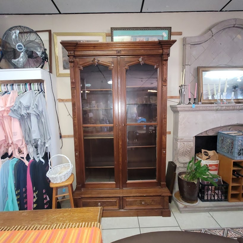 Secondhand Sandies: Antique Library Lawyer Grand Office Cabinet Glass Display Multi Shelf