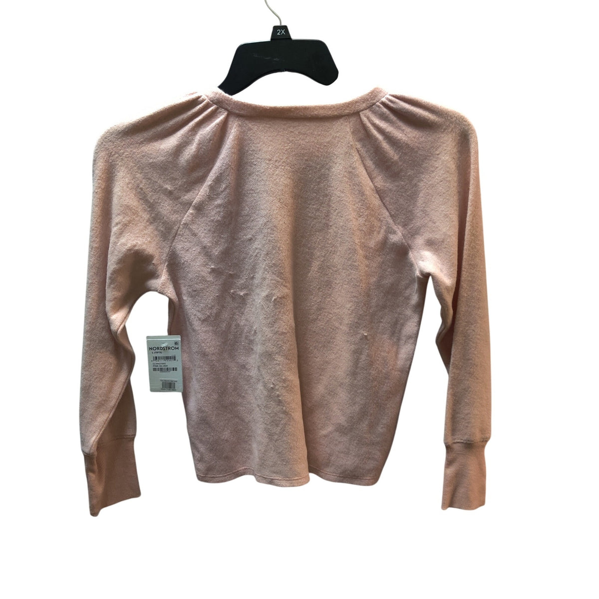 1901 Blush Pink Pearl Shoulder Sweater: Elegant Casual Cozy Long Sleeve Pullover