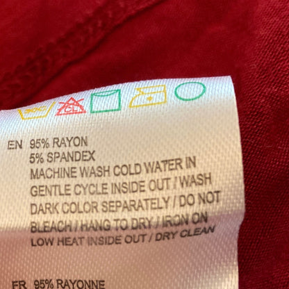 RDI Women Round Neck Stretch Tunic Top Size 2X Deep Red NWT Long Side Hem Detail