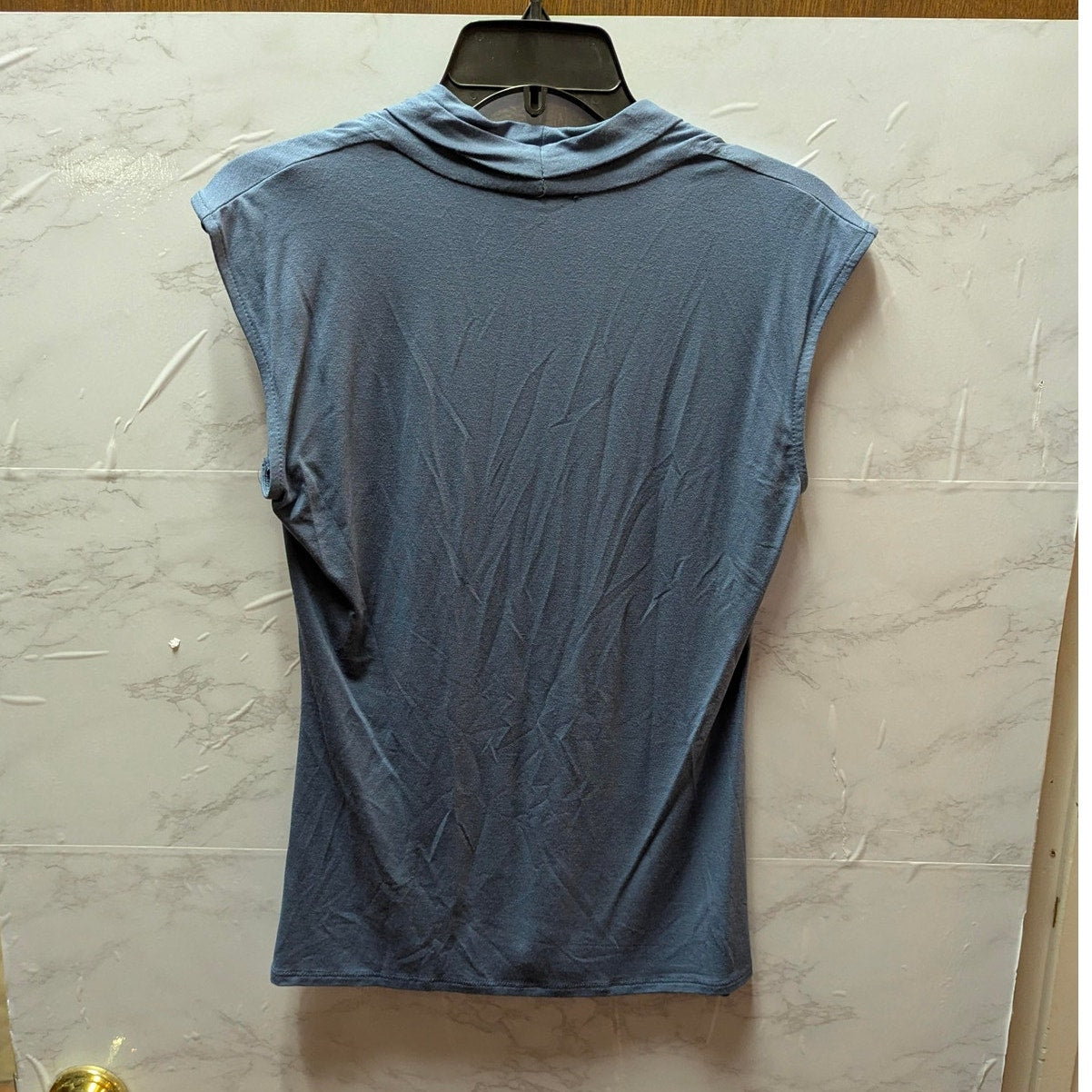 Vince Camuto Blue Cap Sleeve Ruched V-Neck Top Size Medium