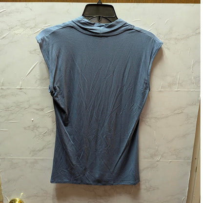 Vince Camuto Blue Cap Sleeve Ruched V-Neck Top Size Medium