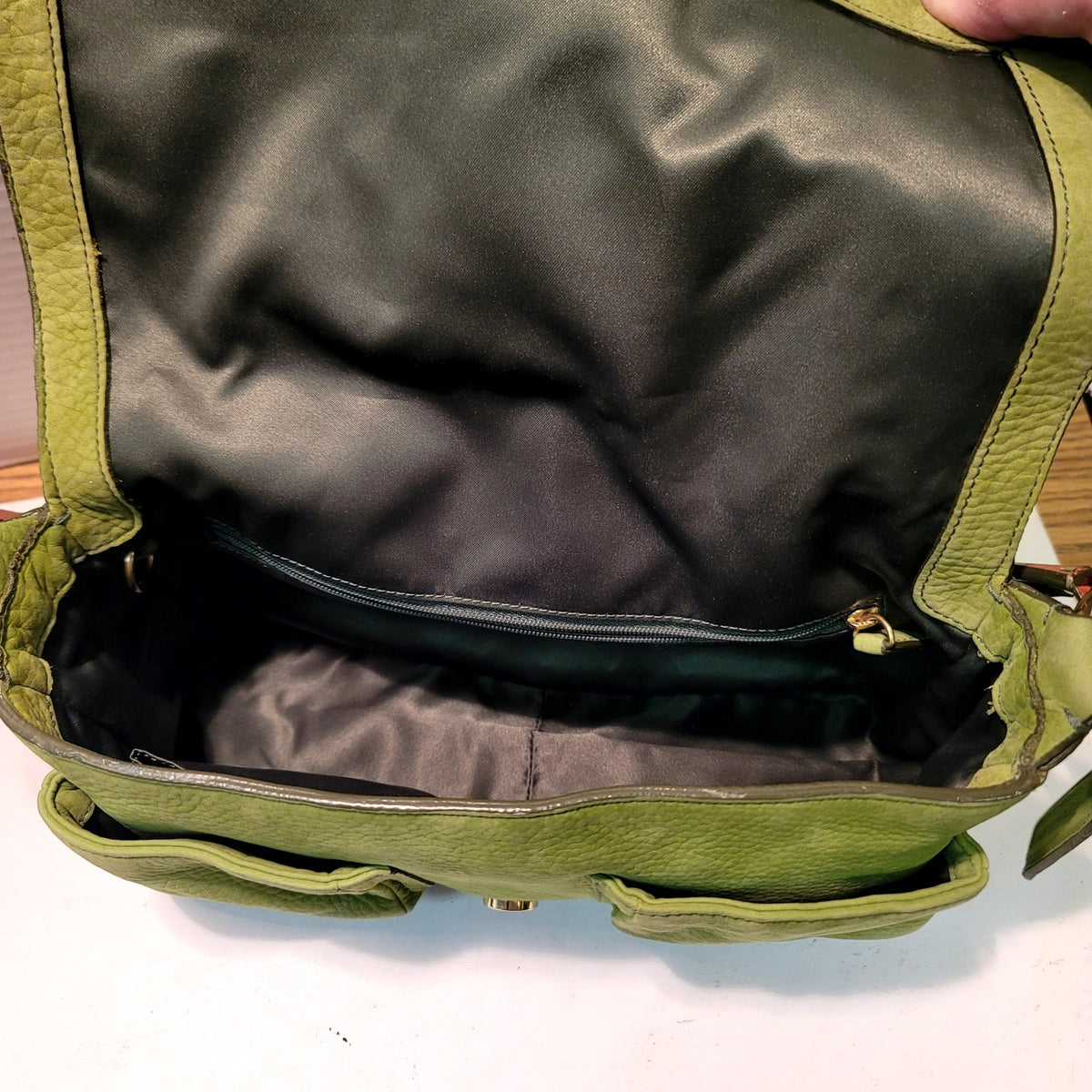 COACH Chelsea Y2K W Green Shoulder Bag Suede Carmel Leather Vintage Flap Front