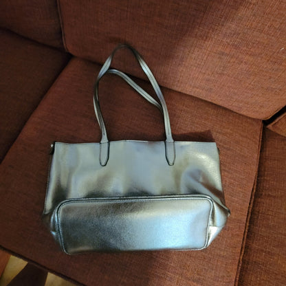 Metallic Bronze Gold Leather Tote Bag Shoulder Bag Handbag