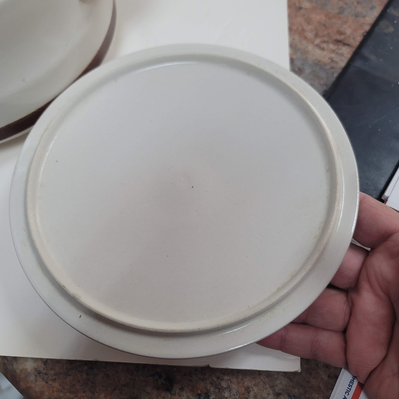 Vtg Camelot Stoneware 3 Quart Casserole Dish w/lid Cream & Brown MCM Japan EUC