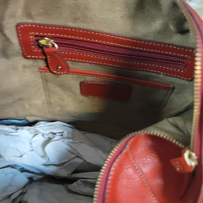 Vintage Liz Claiborne Red / burnt orange NICE Leather Hobo Shoulder Bag
