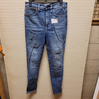 Madewell skinny straight stretch leg jeans 30" x 27" ankle DAMAGED