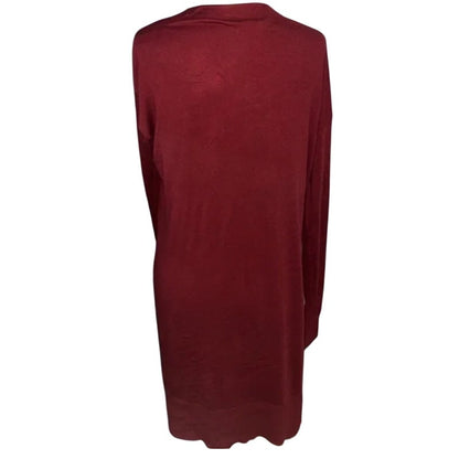 HALOGEN Open Front Pocket Cardigan Red Pomegranate Size medium Full length NEW