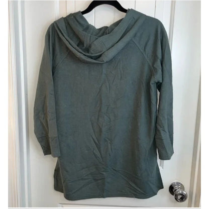 NEW NWT Melloday Olive Green Long Sleeve Top with Hood Size XS kangaroo pocket