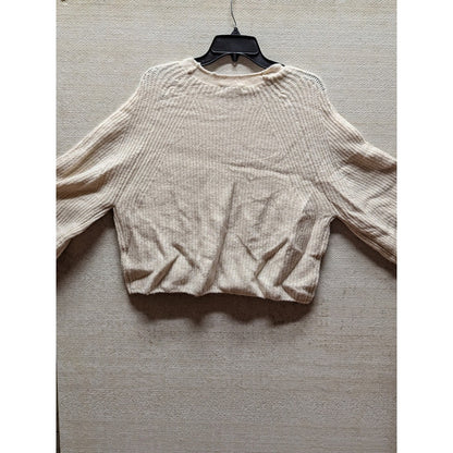 TOPSHOP Women's Nude Cropped Crewneck Long Sleeves Sweater Size 12 &14