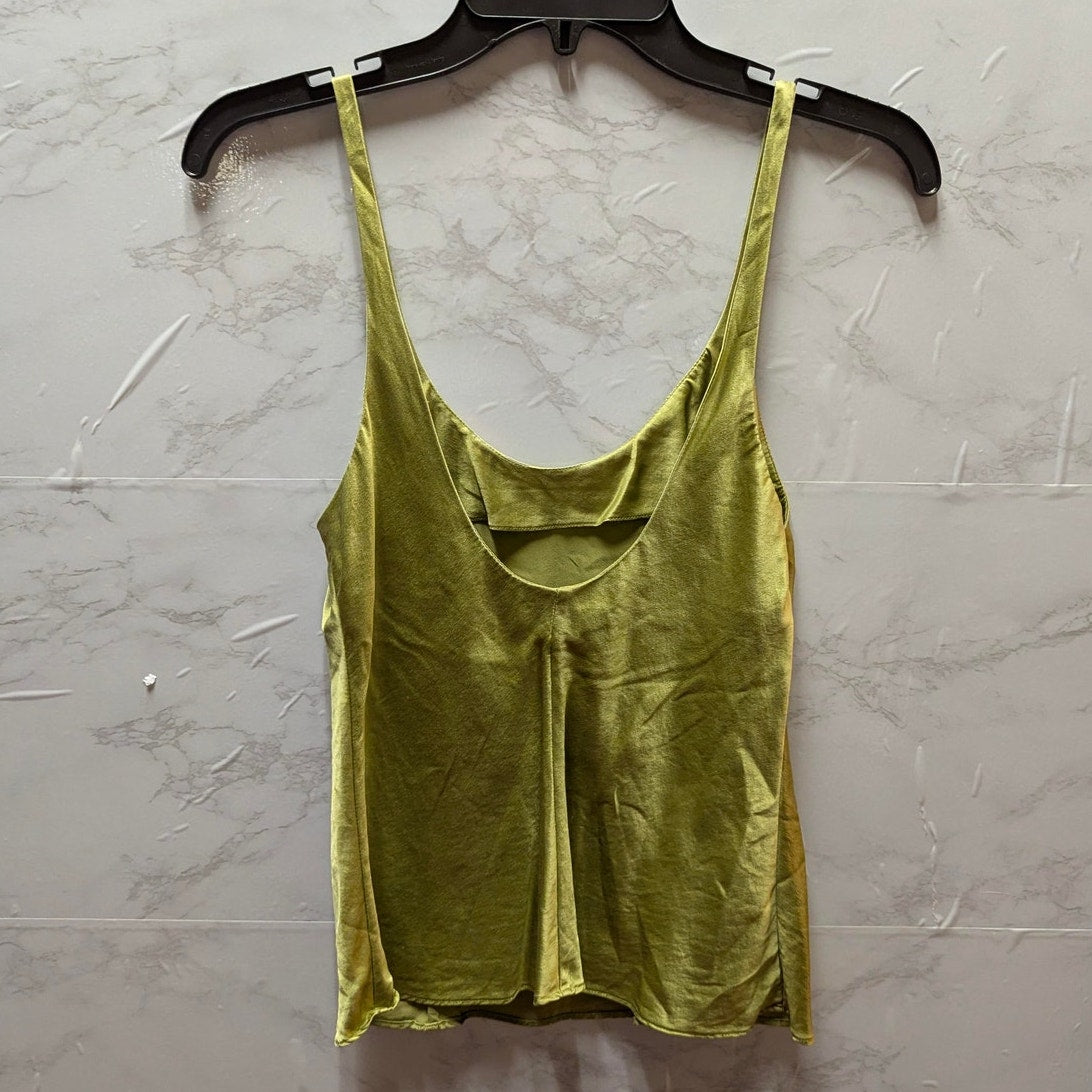 Victoria's Secret Y2K Chartreuse 100% Silk Open Back Camisole Cami Top Small