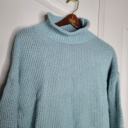 BB Dakota Size Small Blue Knit Sweater Turtleneck Cotton Blend long Sleeve NEW