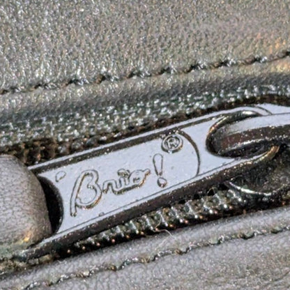 Brio! Vintage 80s Black Pebble Leather Crescent Hobo Shoulder Bag Gold Charm