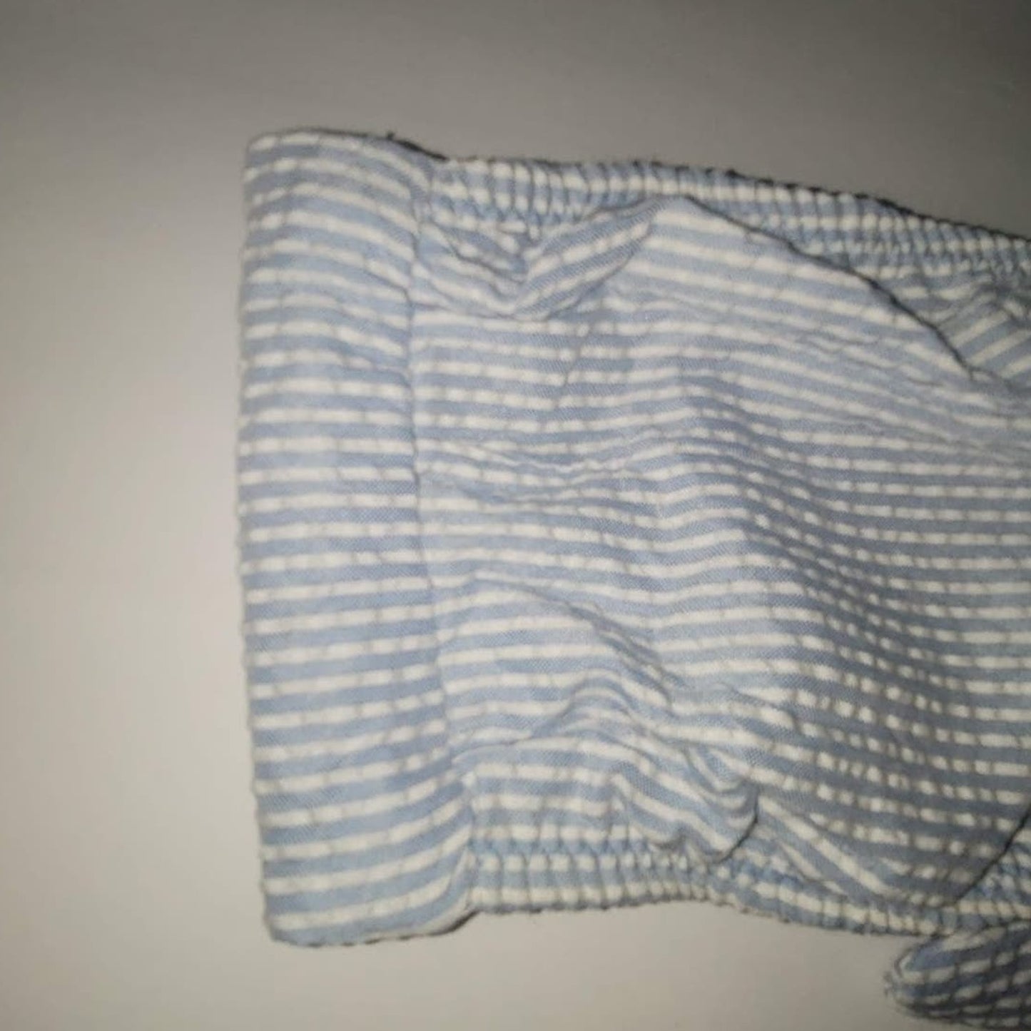 Blue Sky NEW Blue White Stripe Bandeau Side Boning Swim Top LIned TieBack MEDIUM