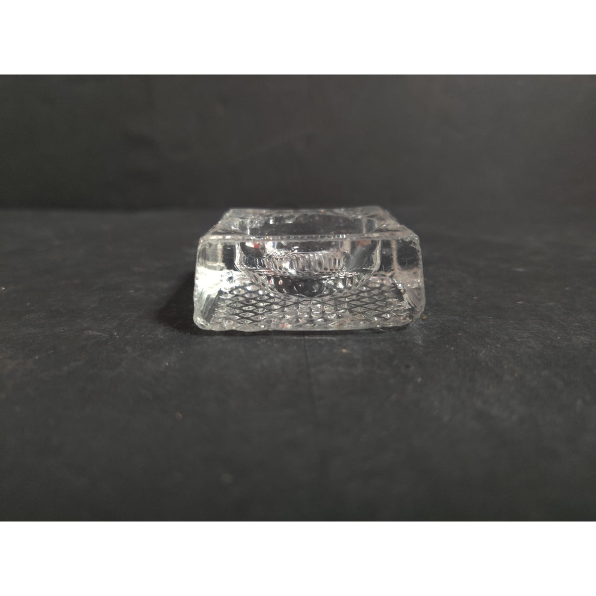 Vintage Square Pressed Glass Open Salt Cellar Cut Pattern Table Accent