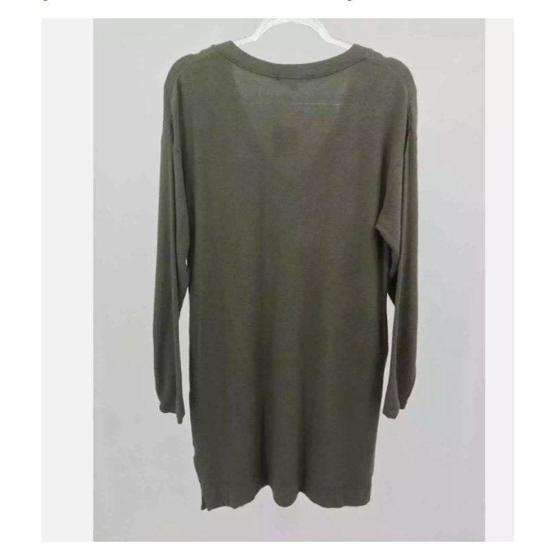 Socialite Olive Green V-Neck Light Fleece Long Sleeve Mini Dress Size XS
