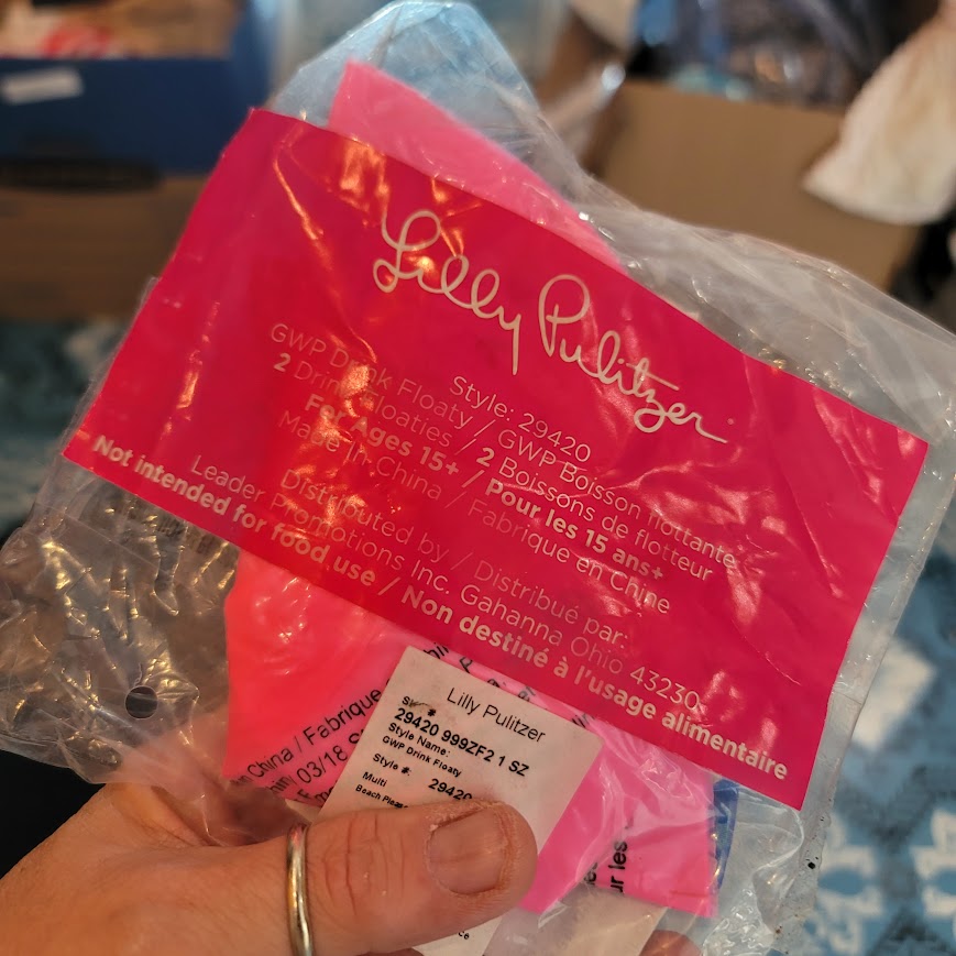Lilly Pulitzer Drink Floaty Pair NEW Beach Please Pool beer soda float holder