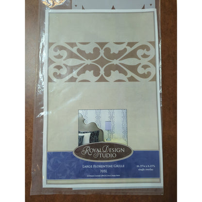 Royal Design Studio Large Florentine Grille #705L Stencil 16.25 X 6.25 Craft