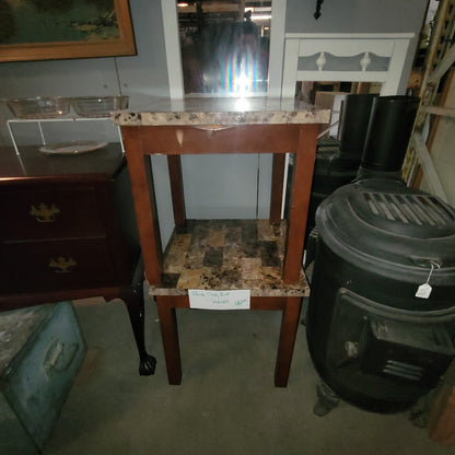 Secondhand Sandies: pair of matching faux marble wood end tables