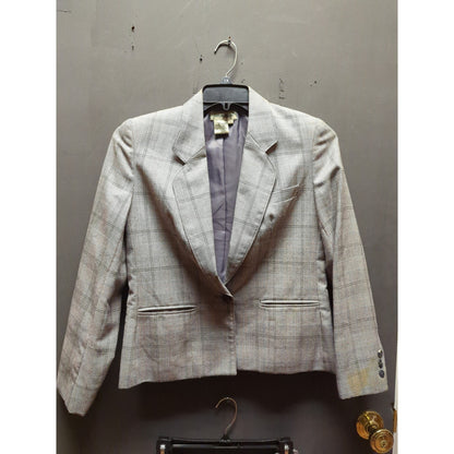 Sheridan Square Plaid Skirt Suit Set Vintage 80s Power Suit Career Chic Size 8