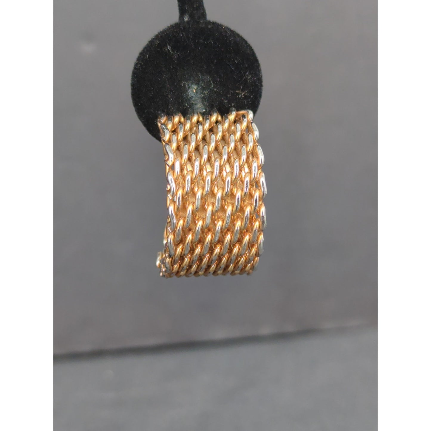 Vintage Gold Tone Woven Chain Textured Half Hoop Clip On Earrings MCM classice