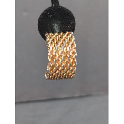 Vintage Gold Tone Woven Chain Textured Half Hoop Clip On Earrings MCM classice