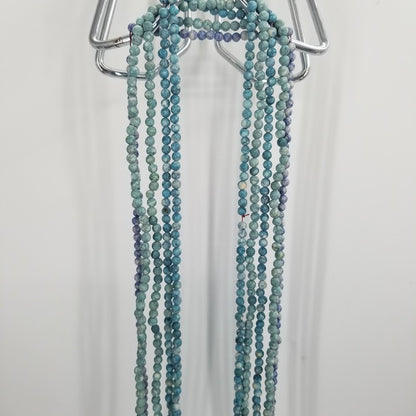 5 strands of round beads Teal blue greens purple stones craft jewelry necklace