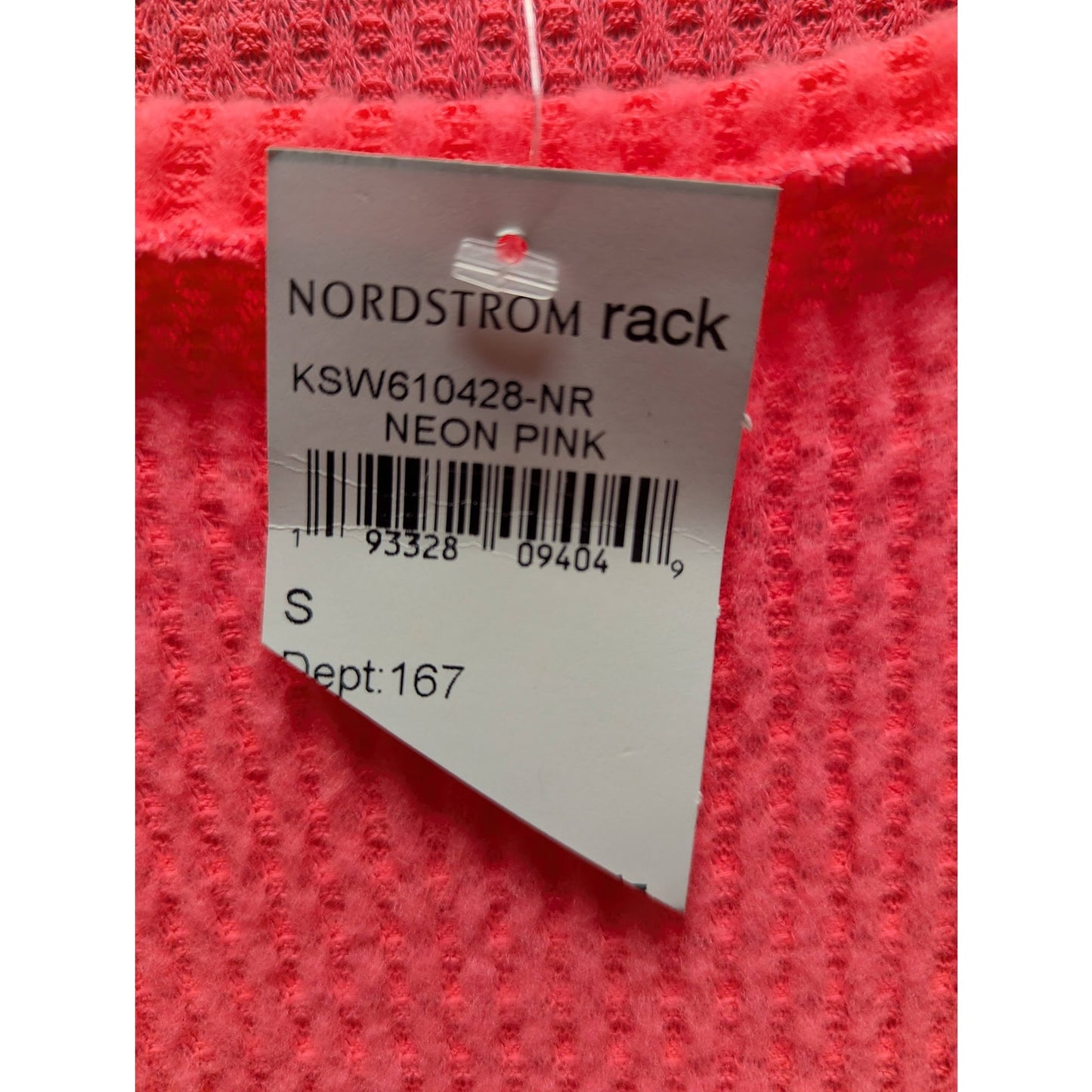 Socialite Neon Pink Size Small waffle knit long sleeve drawstring waist casual