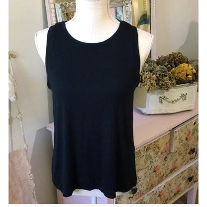 HALOGEN Keyhole Split Back Muscle Tank Top in Black Extra Large NEW short sleeve