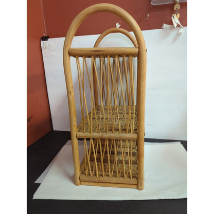 Vintage Wicker Rattan Wall Cabinet Shelf Hanging Bathroom Boho Towel TP Holder