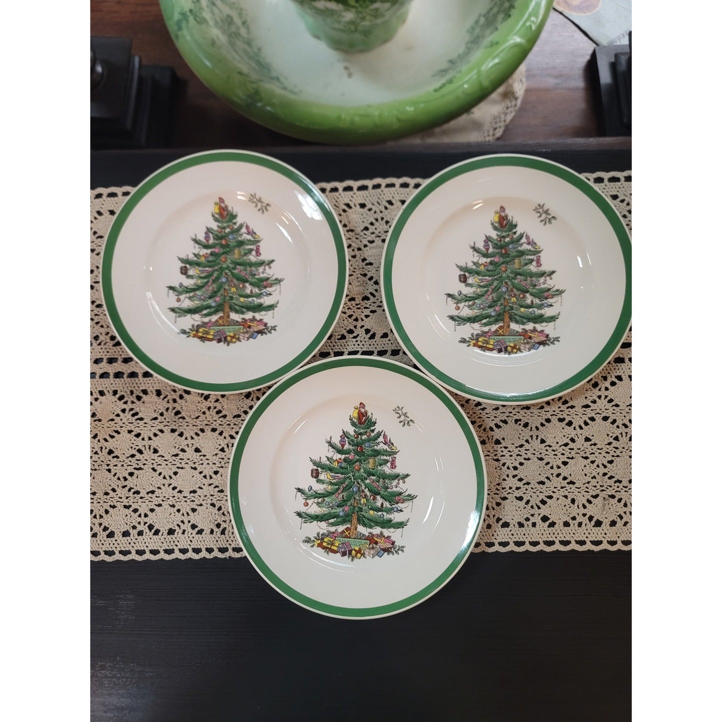 Spode Christmas Tree Bread Salad Plate Set 3 Vintage England 8"