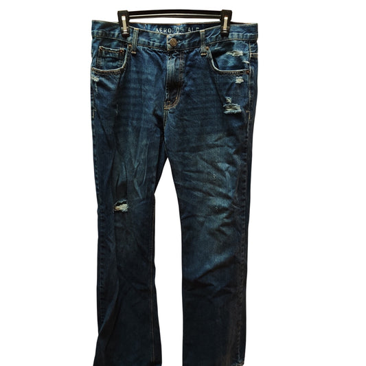 Aeropostale Mens Bootcut Distressed Jeans Y2K Skate Grunge Faded Blue Denim 36