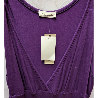 Loveappella Purple V-Neck Empire Waist Maxi Dress Large NWT