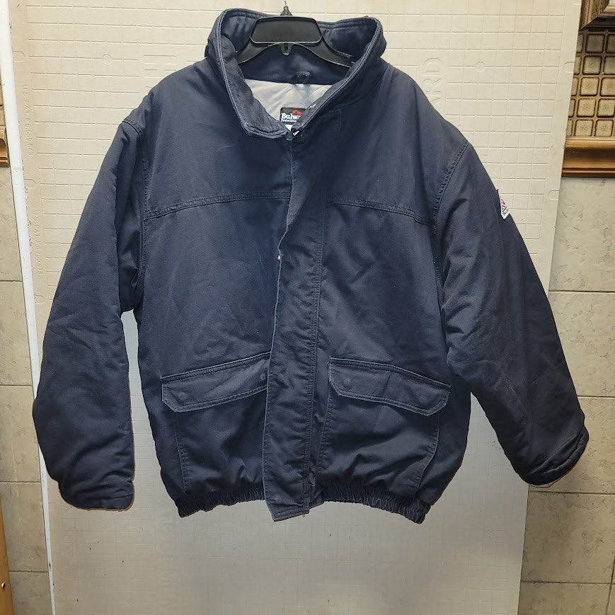 Bulwark FR Flame Resistant Bomber Jacket XL Navy Quilted Insulated Work Coat PPE