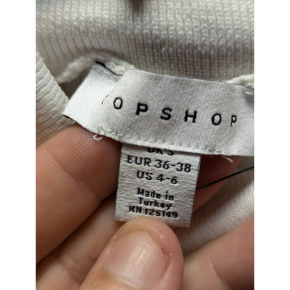 Topshop Cream Ribbed Cold-Shoulder Turtleneck Size US 4-6 (UK S) Small NEW