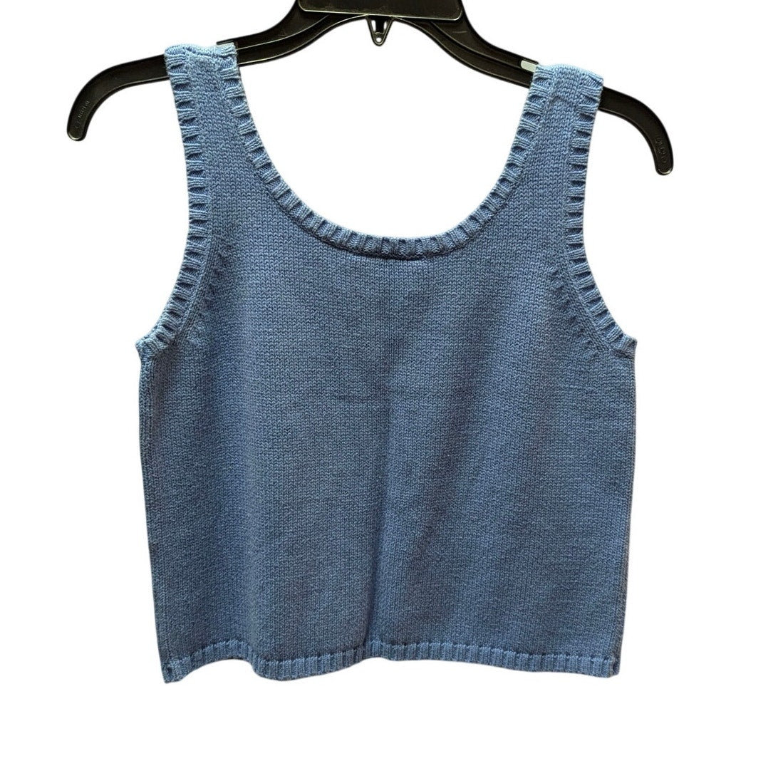 Liz Claiborne Cropped Knit Tank Top Womens Medium Periwinkle Blue Sweater Vest