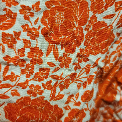 Topshop Orange Red Wrap Floral Short Dress Size 12 Ruffle collar Long sleeve NEW