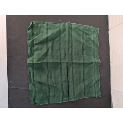 Vintage Solid Forest Green Linen Handkerchief Striped Weave Pocket Square