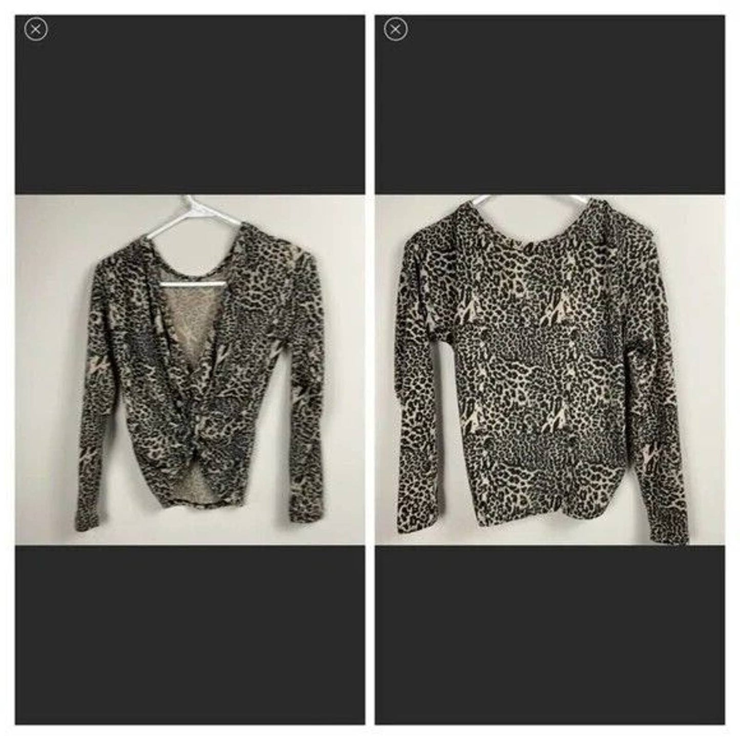 Poof Women Fleece V-neck Twist Top Sweater Size SMALL Animal Print NWT