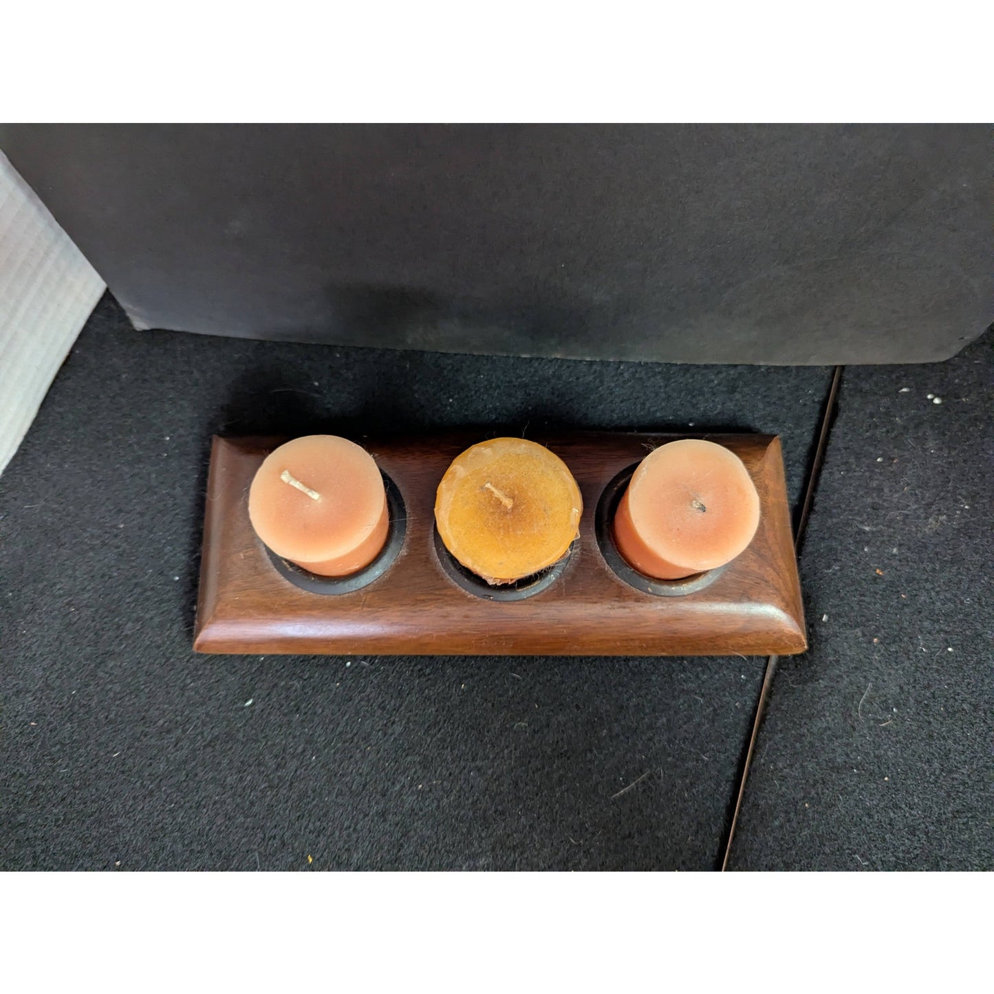 Modern Wooden Tea Light Candle Holders Pair Minimalist Table Top Centerpieces