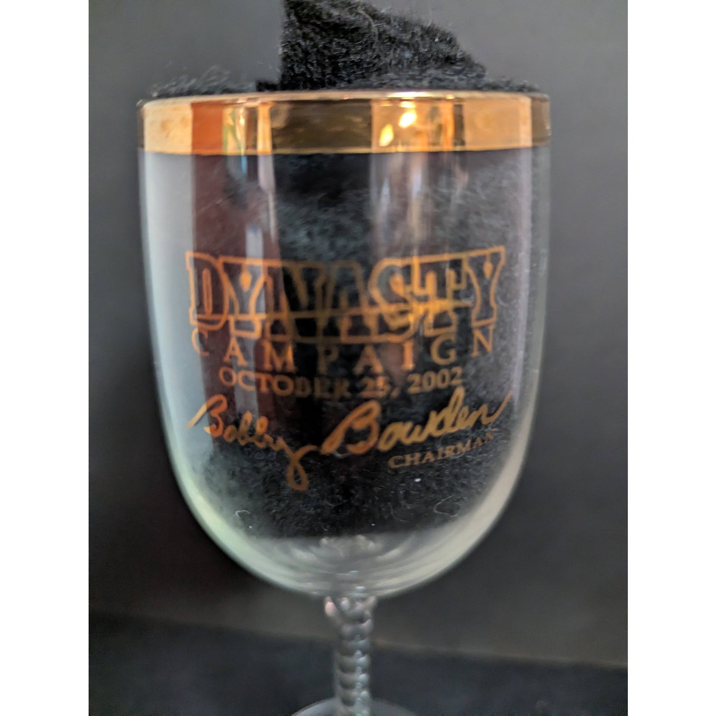 FSU Dynasty Campaign Bobby Bowden Gold Rim Wine Glasses Set of 6 Vintage 2002